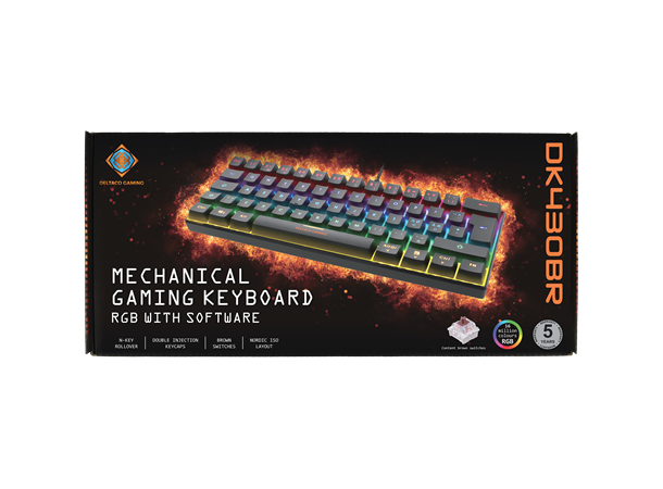 DG Mini WK85B Mekanisk Tastatur, Brown Svart, Nordisk (60% / 62 keys), RGB