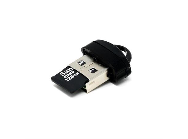 Mini USB 2.0 MicroSD kort leser kun MicroSD -kort, sort
