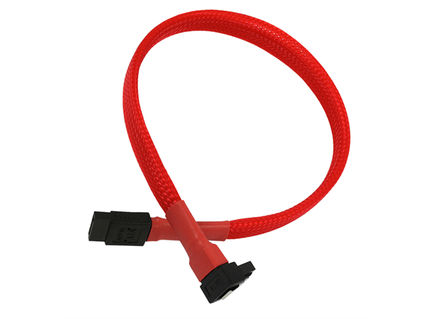SATA III, 1 rett og 1 vinklet kontakt Kabelstrømpe, 45 cm, Rød