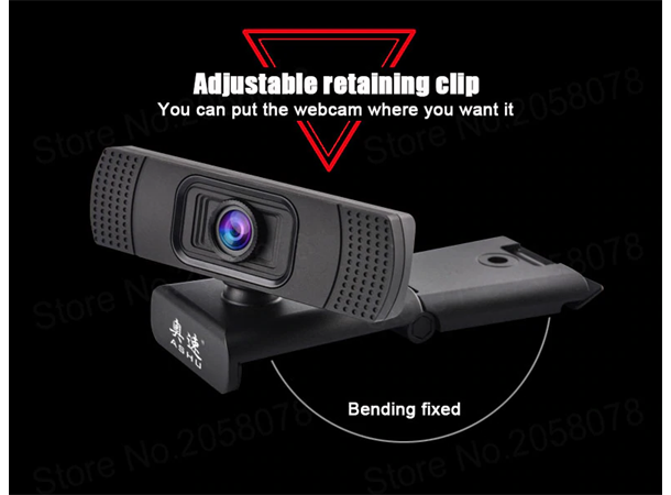 TISHRIC FullHD USB Webcam, manuell fokus 1920x1080, 2MP, vendbar fot