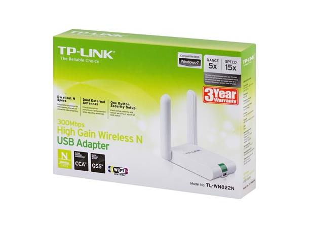 TP-LINK 300Mbps USB-adapter 802.11b/g/n, 2.4 GHz, 300 Mbps, 3 dBi