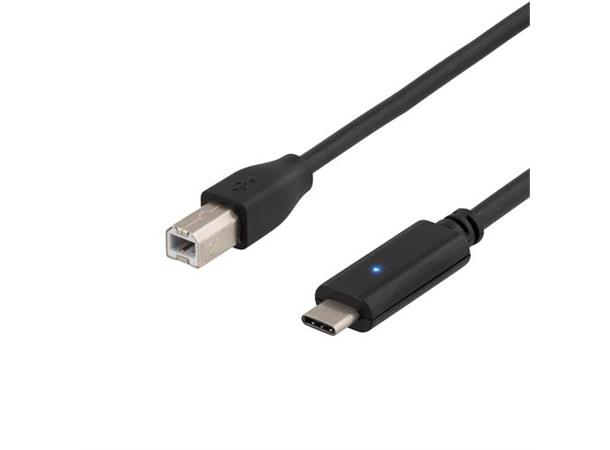 USB-C han - USB-B han kabel, 2m 2m, koble printere direkte til usb-c