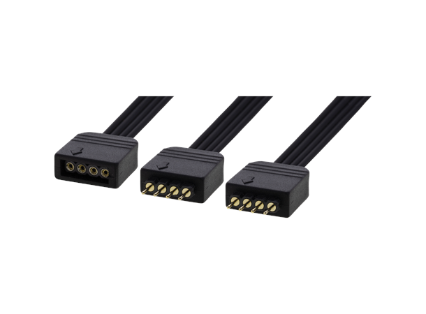 4-pin RGB Connector 1 to 2 Splitter Black, 15cm, Share the power
