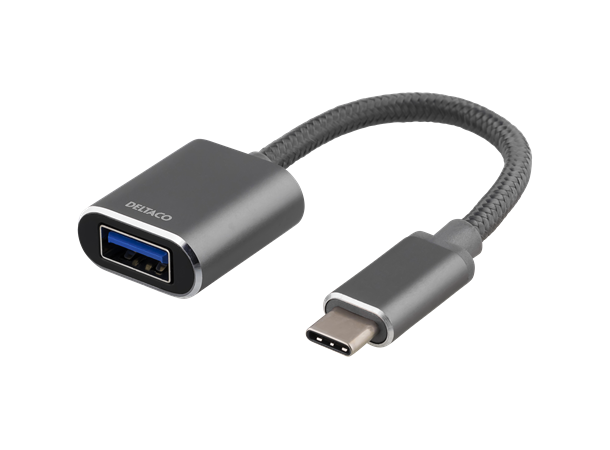 Adapter USB-C 3.1 (Gen 1) to USB-A OTG Type C male - Type A female, 15cm, Gray