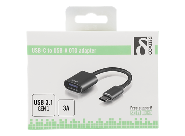 Adapter USB-C 3.1 (Gen 1) to USB-A OTG Type C male - Type A female, 15cm, Gray
