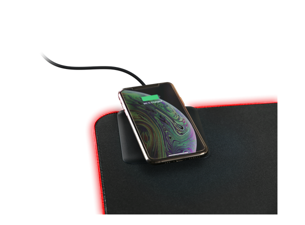 DELTACO GAMING Extra wide RGB mouse pad Wireless charging, neoprene, 900x400 mm