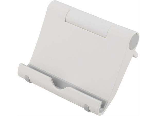 DELTACO sammenleggbar PAD/mobil stand hvit, plastikk