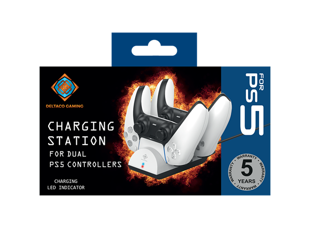 DG ladestasjon for to PS5 kontrollere LED-indikator, går på USB-strøm (min.2A)