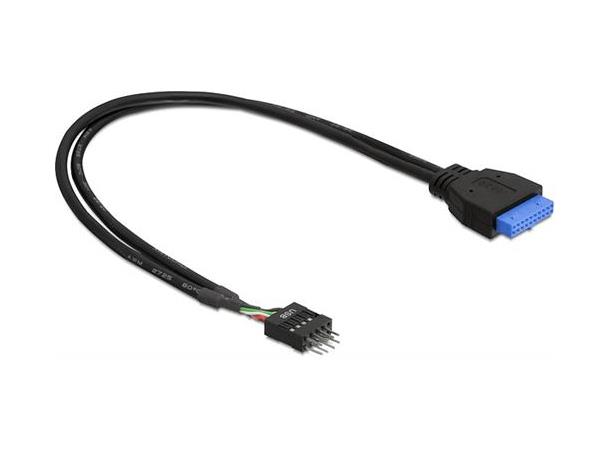 DeLOCK intern kabel fra USB 3.0 til 2.0 IDC20 hu - IDC10 ha, 0,3m, svart