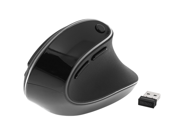 Deltaco Office ergonomisk trådløs mus høyrehåndsmus, 10m rekkevidde