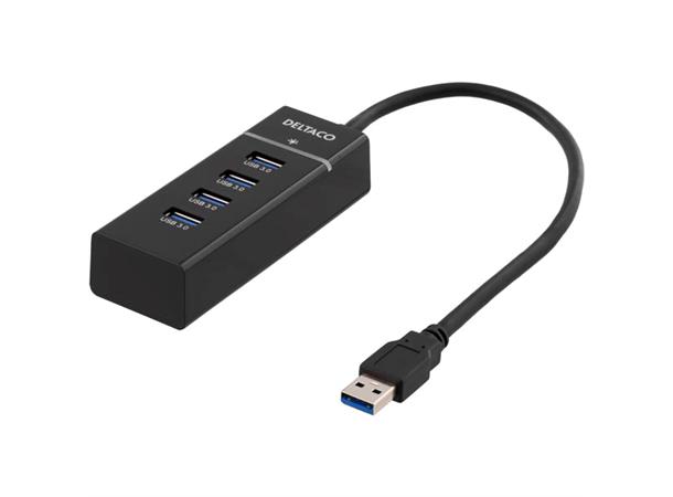 Deltaco W6PH4-BK USB 3.1 hub, 4-porter ABS-plast, svart (10.3 x 3.8 x 2.4 cm)