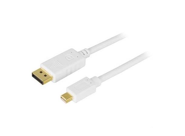 DisplayPort kabel, DP - DP-mini, 1m 1m, 4K @ 60Hz (DP 1.2), Hvit