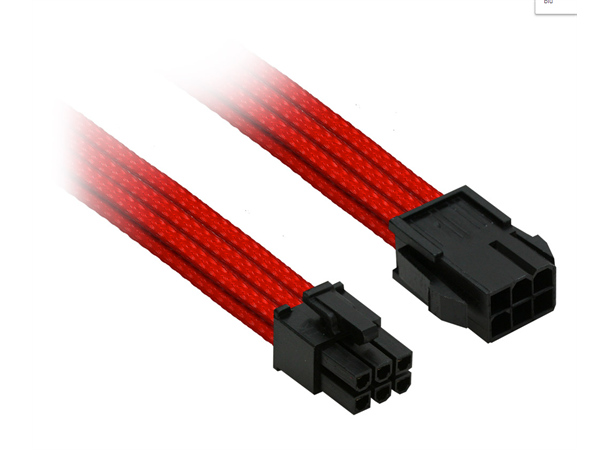 Forlenger 6pin (PCI-E) Rød, 30cm, individuell sleeving