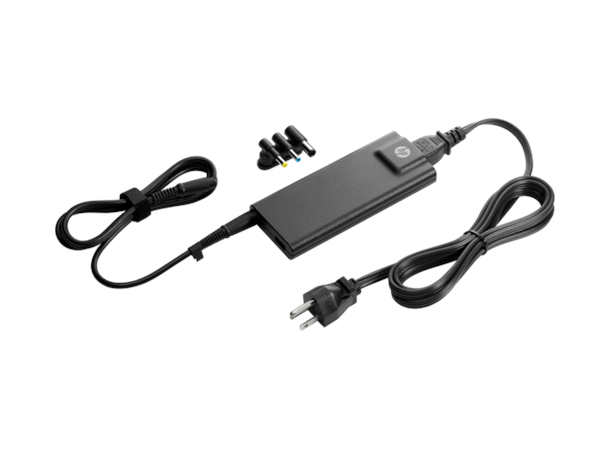 HP 90W Slim AC Adapter 3 tips, USB optional charging, black