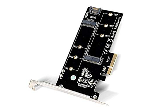 M.2 to PCI-E X4 and SATA 6G Adapter Card M.2 NGFF, NVMe-støtte på port1