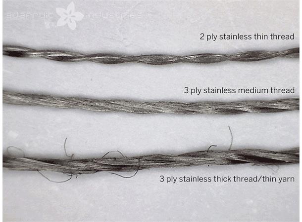 Stainless Thick Conductive Thread, 9 m 0,4mm thick, 3 ply, 1.0 ohm per inch