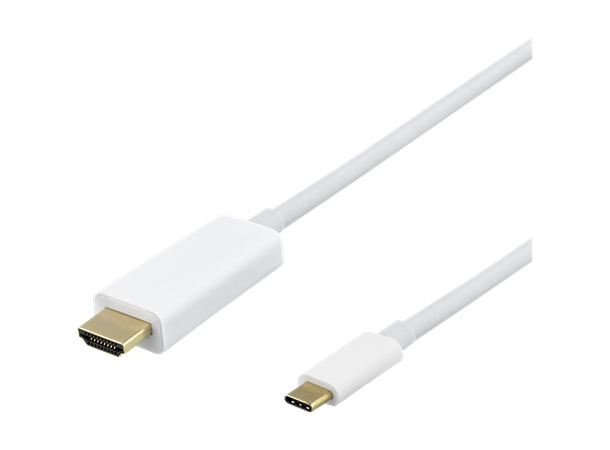 USB-C han -> HDMI han kabel 0,5m 0,5m, Hvit, UHD 4K @ 60Hz, HDCP 2.2