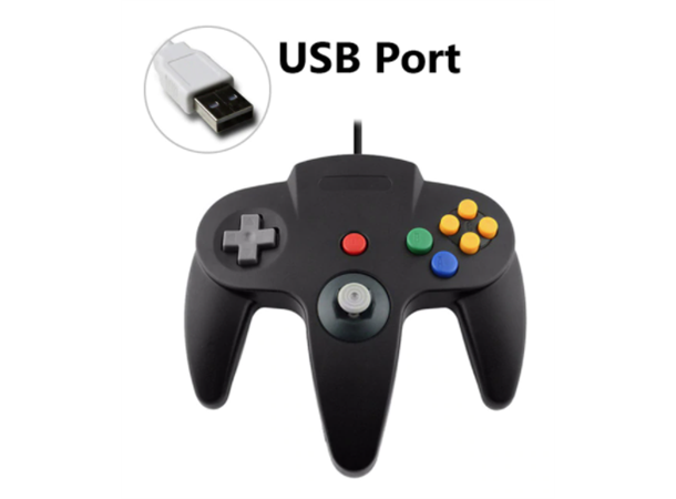 USB Nintendo 64 Controller for PC, svart Windows XP/Vista/7/10, Mac OS X, svart