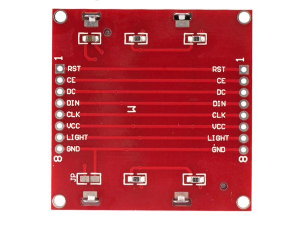 Monokromatisk LCD+8 headers for Arduino 84x48 pixler