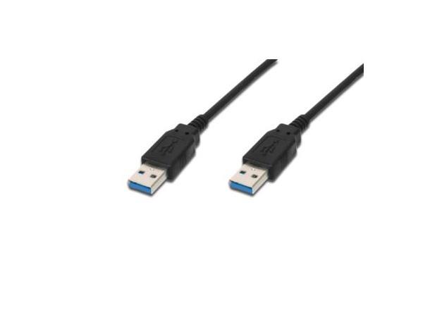 USB-A 3.0 kabel han-han 1m 2m, USB til USB, svart kabel, 4,8Gbit/s