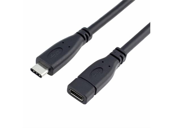 USB-C han-hun forlengerkabel, 0,5m svart 0,5m, USB 3.1 Gen 1, 60W, 10 Gbit/s