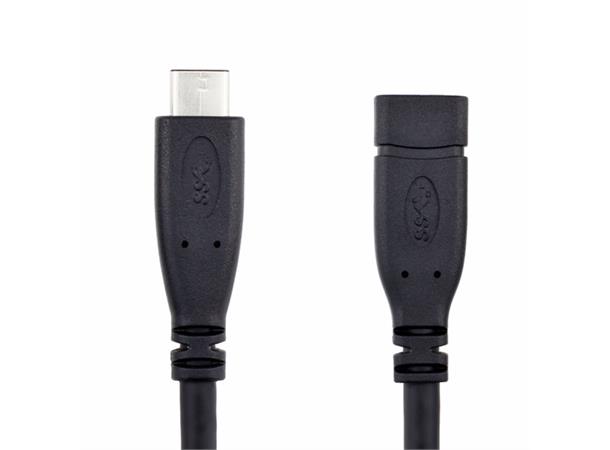 USB-C han-hun forlengerkabel, 0,5m svart 0,5m, USB 3.1 Gen 1, 60W, 10 Gbit/s
