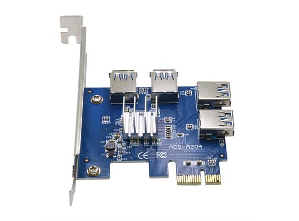 1x to 4x PCIe-x1 Slot Riser card adapter Perfekt for mining, 4 GPU->1x PCIe-slot