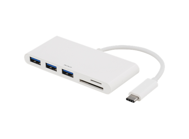 Deltaco USB3.1 Type-C Hub w/ Card Reader USB-C -> 3x USB3.0, SD og microSD