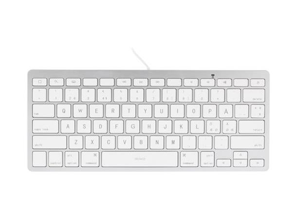 Deltaco lightning-tastatur for iOS-enhet MFi, 1m, nordisk layout, hvit/sølv