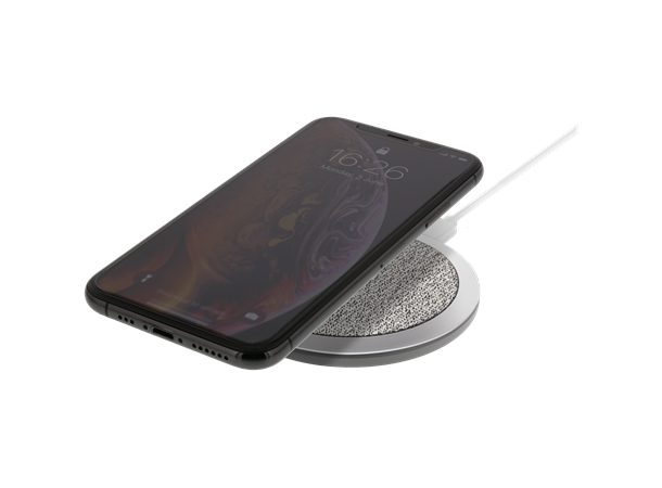 Deltaco trådløs hurtiglader, 10W, Qi 1.2 For iPhone og Android, fabric surface