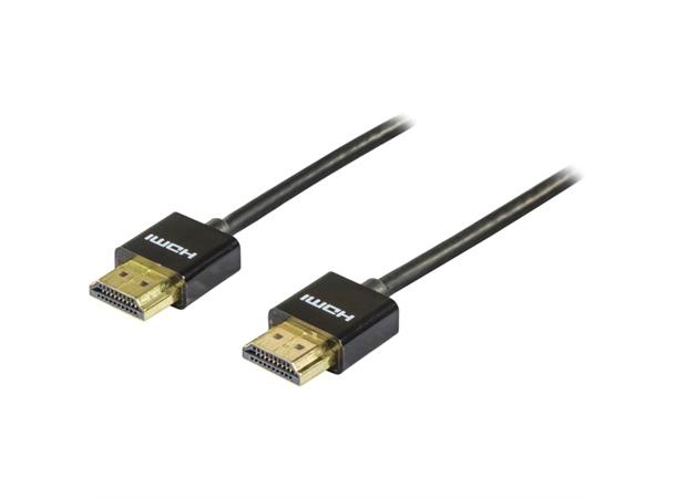 HDMI-kabel HDMI-HDMI 1m, tynn, svart 1m, HDMI 1.4  (3,6mm diameter)