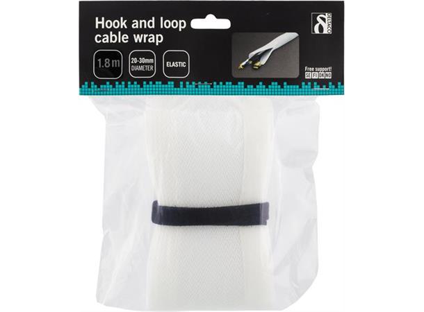 Kabelsluker i nylon, borrelås, 5m hvit enkelt å fylle på med nye kabler