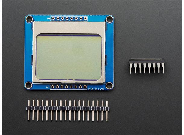 Monokromatisk LCD + headers for Arduino 84x48 pixler