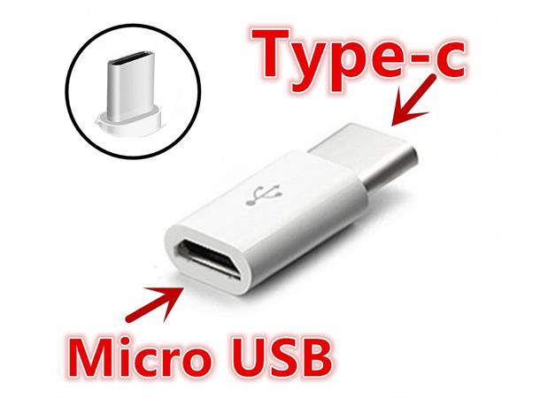 USB-C (M) -> USB 2.0 Micro-B (F), White - bruk vanlig ladekabel på usb-c-pluggen