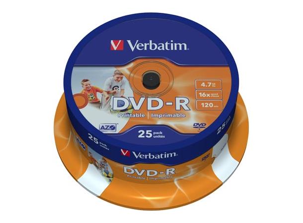 Verbatim DVD-R 16x 4,7GB, 25-pakning (Advanced AZO)