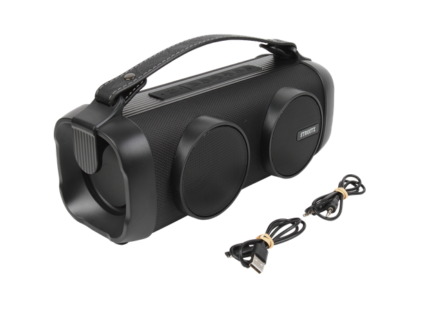 Streetz TWS Boombox trådløs høyttaler 16 W, BT 5.1/AUX/USB-A, mikrofon, svart