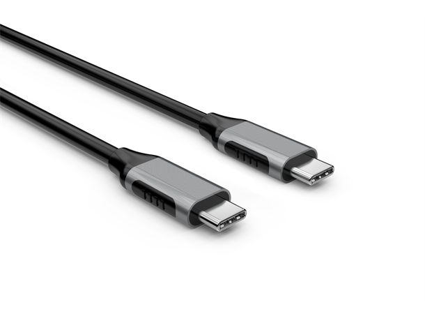 USB-C hann - hann kabel, 2m, svart/grå 2m, USB 3.2 Gen 2, 100W, 10Gbps
