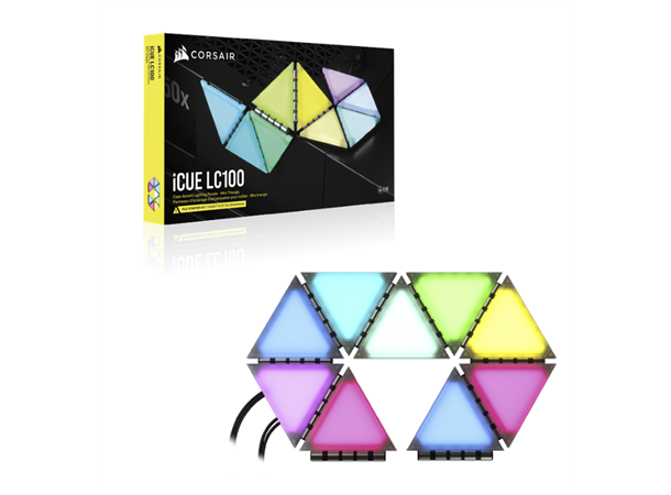 iCUE LC100 Smart Case Lighting Triangles Starter Kit, med Node PRO kontroller