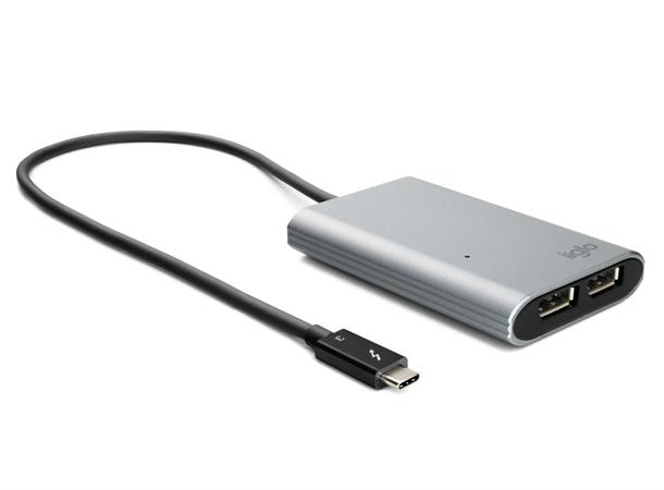 iiglo Thunderbolt 3 USB-C til 2x DP-DEMO støtter 2x 4K-skjermer i 60Hz
