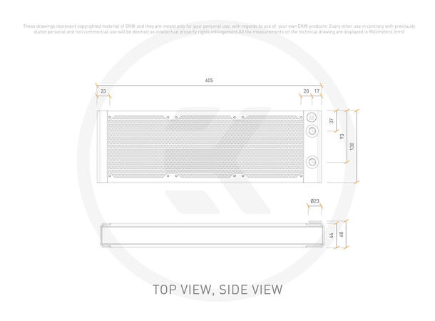 EK-Quantum Surface P360 - Black Edition 44mm tykk, 18 FPI, sort, 2x G1/4"