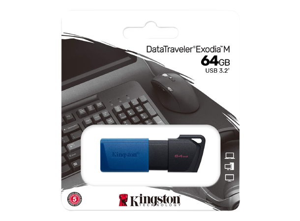 Kingston 64GB DataTraveler Exodia M Minnepenn, USB 3.2 Gen 1, Type A