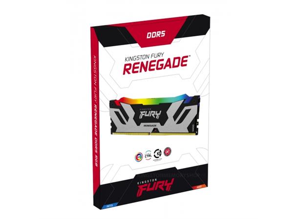 Kingston Fury Renegade RGB 6400MHz 32GB 2x16GB Sølv DDR5 CL32-39-39 1.4V XMP