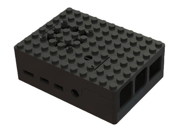 Raspberry Pi 4 Lego Case Med viftegrill, Svart