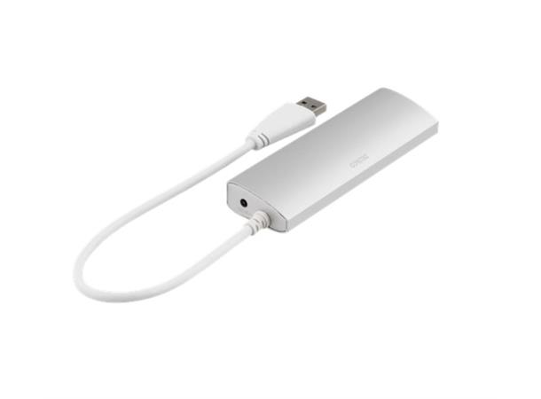 DELTACO USB A 3.1 Hub 4x Type A female, aluminium, 0,3 m, sølv