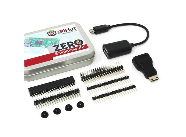 Essential Raspberry Pi Zero Kit Med adablerkabler, GPIO-headers mm.