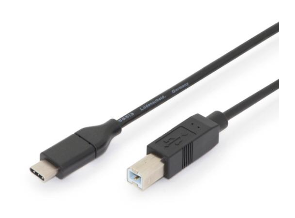 LinkIT USB-C han - USB-B han kabel, 2m Svart, USB 2.0