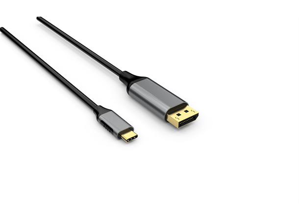 USB-C han -> DisplayPort han kabel 2m Svart, 4K@60Hz, USB 3.2 / DP 1.2