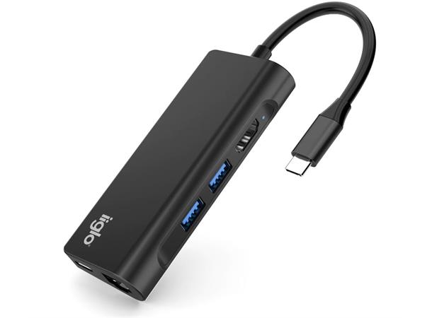 iiglo 7-i-1 Slim USB-C Multiport Docking 2xUSB-A, 1xHDMI, 1xUSB-C, Ethernet, S