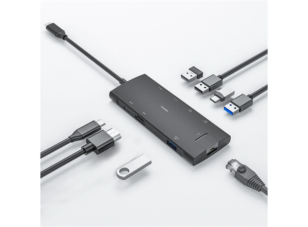 iiglo 8-i-1 Slim MultiPort Docking (sort USB-C 87W PD, 2+2 USB-A, 1xHDMI, 1xUSB-C