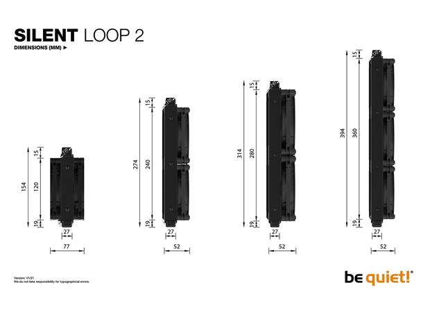 Be Quiet Silent Loop 2 360mm CPU Kjøler 360mm (3x120mm), 17.7-398 dB